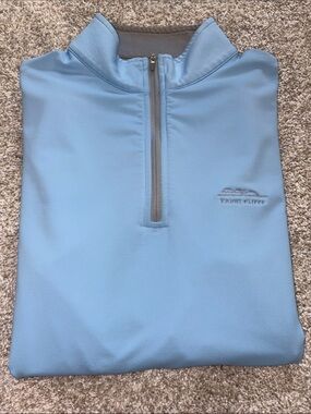 Peter Millar Light Blue 1/4 Zip Pullover with Kauri Cliffs Logo (small)